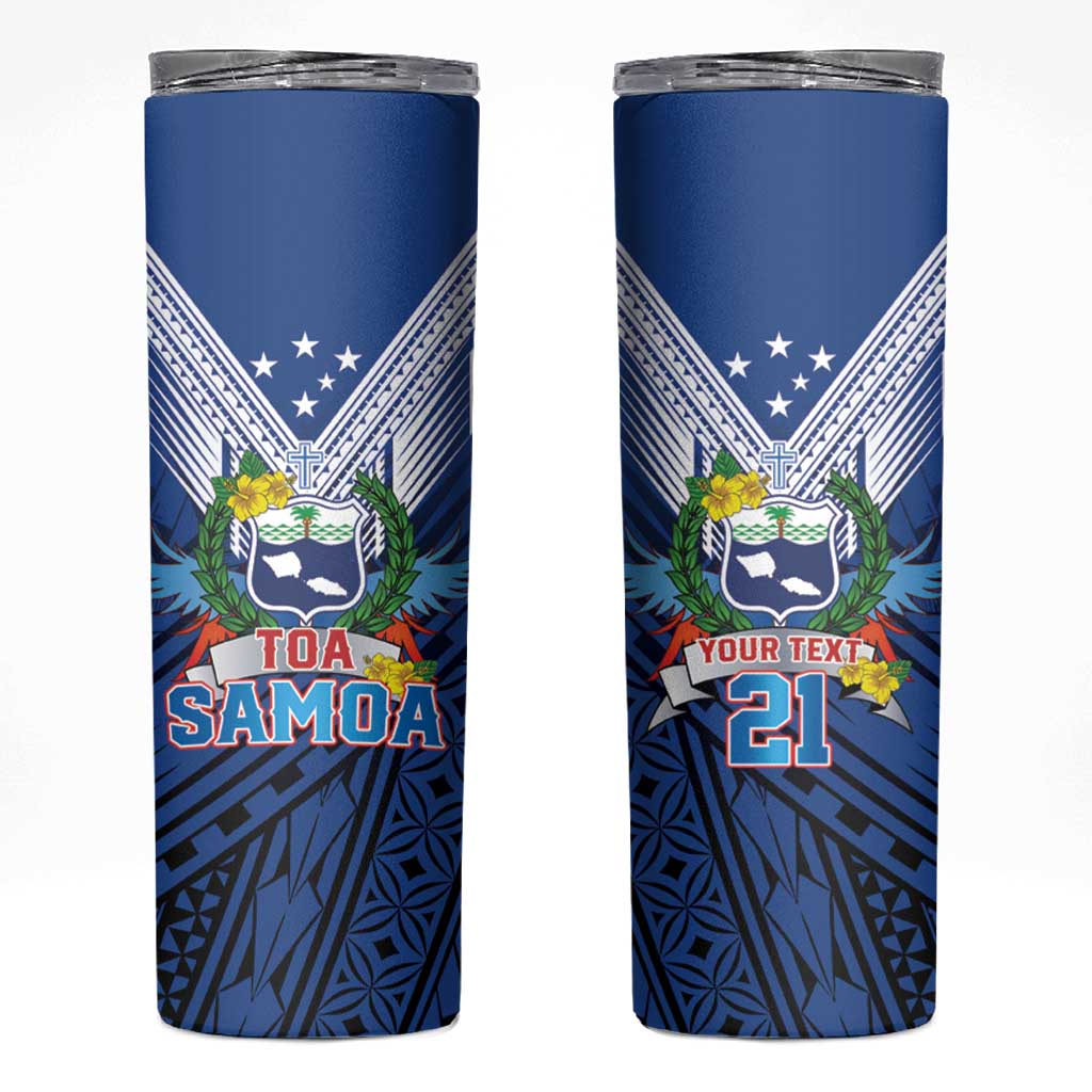 Custom Rugby Toa Samoa Skinny Tumbler Samoa mo Samoa Strength in Tatau - Polynesian Pride