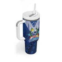 Custom Rugby Toa Samoa Tumbler With Handle Samoa mo Samoa Strength in Tatau - Polynesian Pride