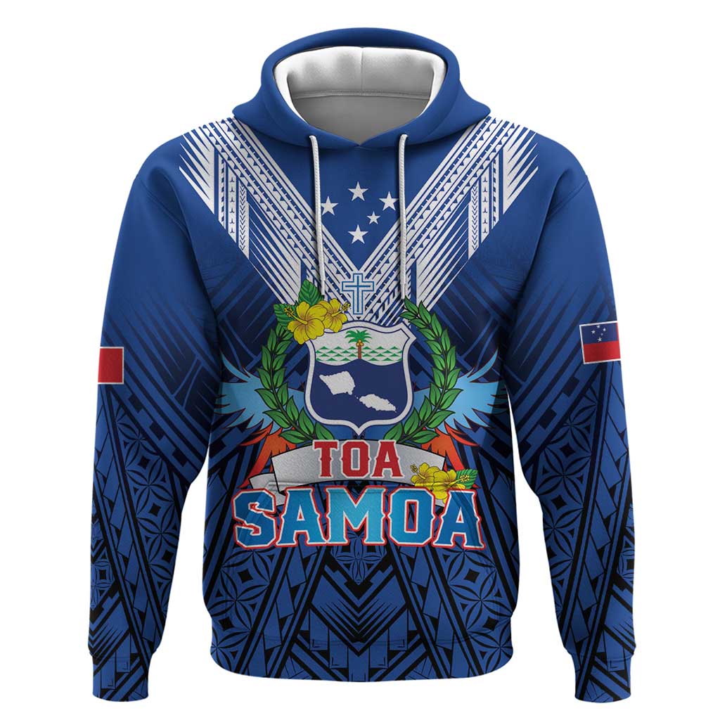 Custom Rugby Toa Samoa Zip Hoodie Samoa mo Samoa Strength in Tatau - Polynesian Pride
