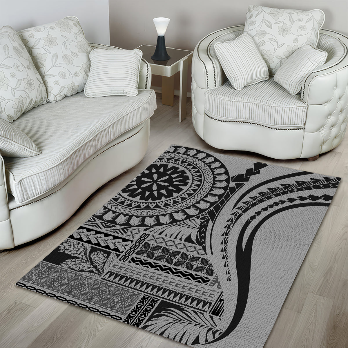 Samoa Siapo Arty Area Rug Black Style LT9 - Polynesian Pride