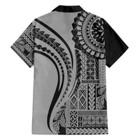 Samoa Siapo Arty Family Matching Long Sleeve Bodycon Dress and Hawaiian Shirt Black Style LT9 - Polynesian Pride