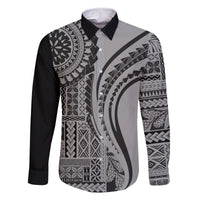 Samoa Siapo Arty Family Matching Mermaid Dress and Hawaiian Shirt Black Style LT9 Dad's Shirt - Long Sleeve Black - Polynesian Pride