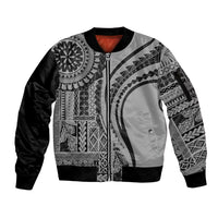 Samoa Siapo Arty Sleeve Zip Bomber Jacket Black Style LT9 Unisex Black - Polynesian Pride