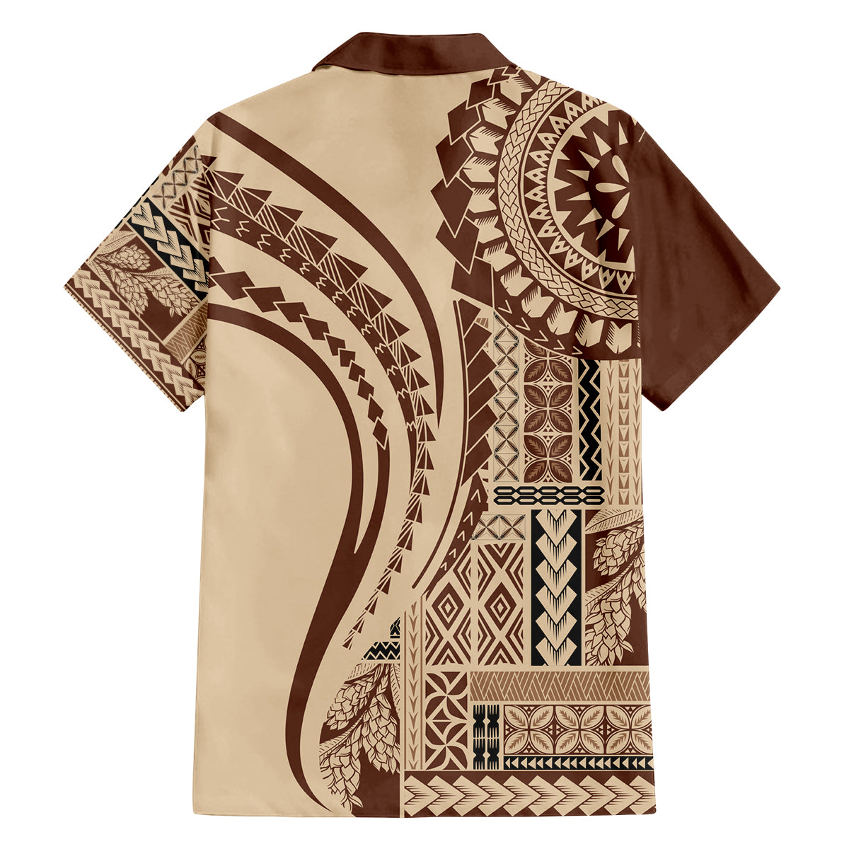 Samoa Siapo Arty Family Matching Long Sleeve Bodycon Dress and Hawaiian Shirt Brown Style LT9 - Polynesian Pride