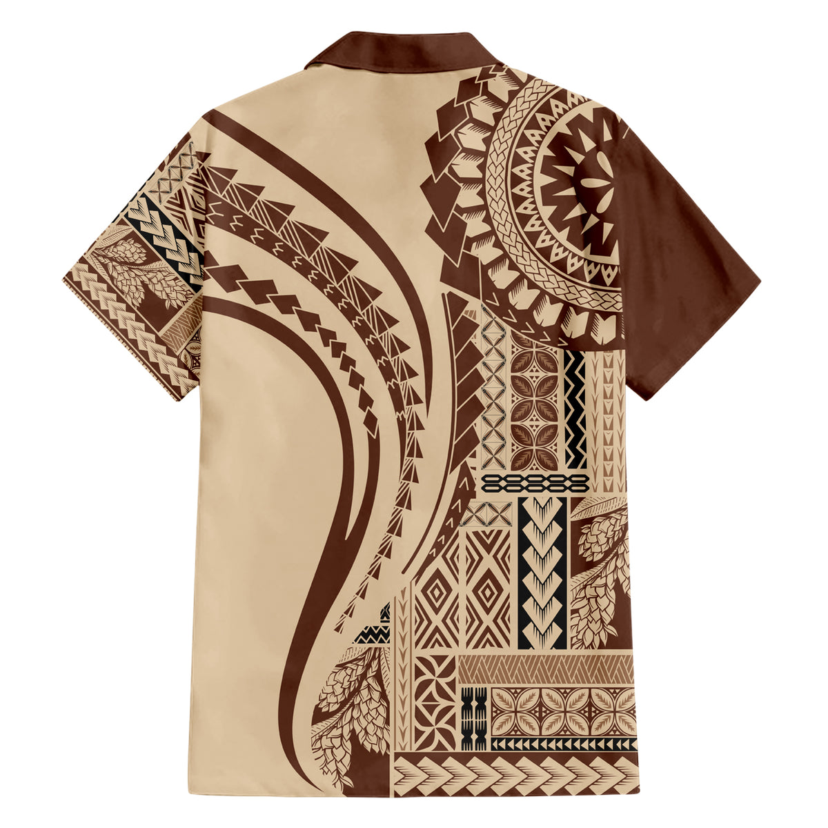 Samoa Siapo Arty Family Matching Short Sleeve Bodycon Dress and Hawaiian Shirt Brown Style LT9 - Polynesian Pride