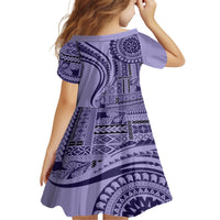 Samoa Siapo Arty Family Matching Long Sleeve Bodycon Dress and Hawaiian Shirt Purple Style LT9 - Polynesian Pride