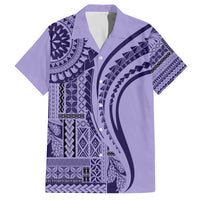 Samoa Siapo Arty Family Matching Tank Maxi Dress and Hawaiian Shirt Purple Style LT9 Dad's Shirt - Short Sleeve Purple - Polynesian Pride