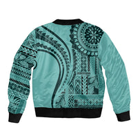 Samoa Siapo Arty Bomber Jacket Turquoise Style LT9 - Polynesian Pride