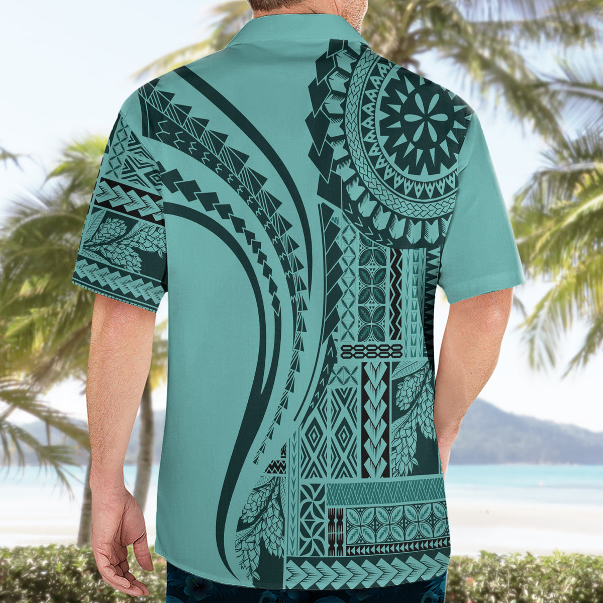 Samoa Siapo Arty Hawaiian Shirt Turquoise Style LT9 - Polynesian Pride
