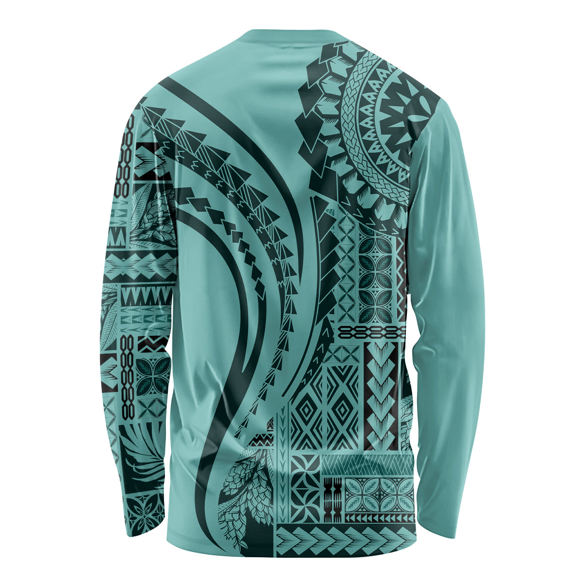 Samoa Siapo Arty Long Sleeve Shirt Turquoise Style LT9 - Polynesian Pride