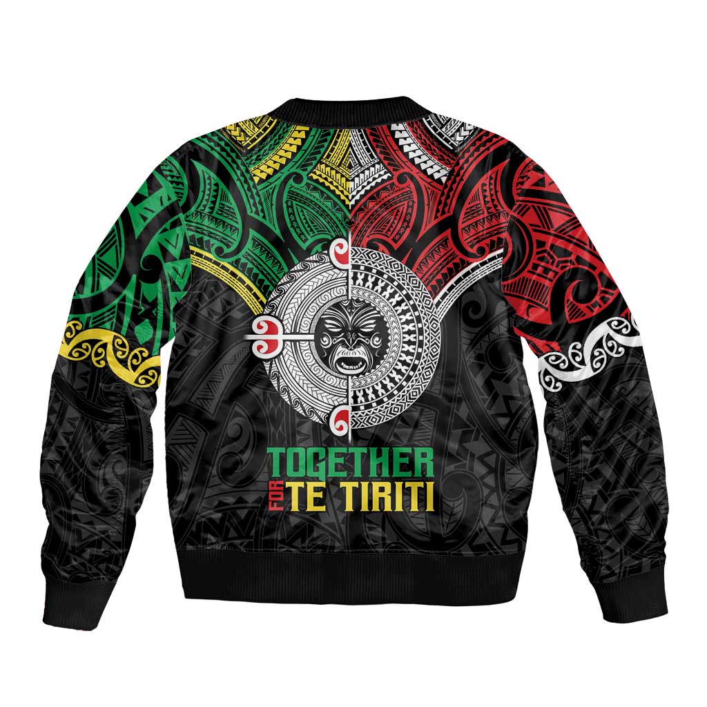 Aotearoa and Cook Islands Mo Te Tiriti Bomber Jacket New Zealand Honour The Treaty Ake!Ake!Ake!