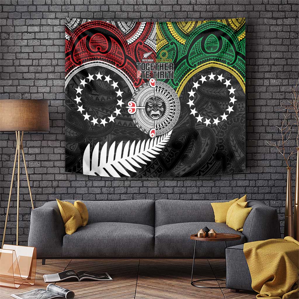 Aotearoa and Cook Islands Mo Te Tiriti Tapestry New Zealand Honour The Treaty Ake!Ake!Ake! LT9 Green - Polynesian Pride
