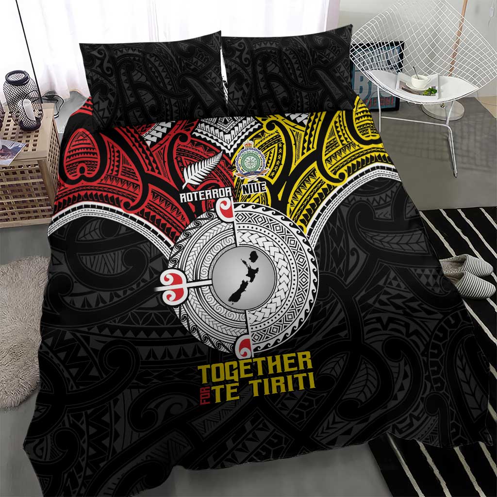 Aotearoa and Niue Mo Te Tiriti Bedding Set New Zealand Honour The Treaty Ake!Ake!Ake!