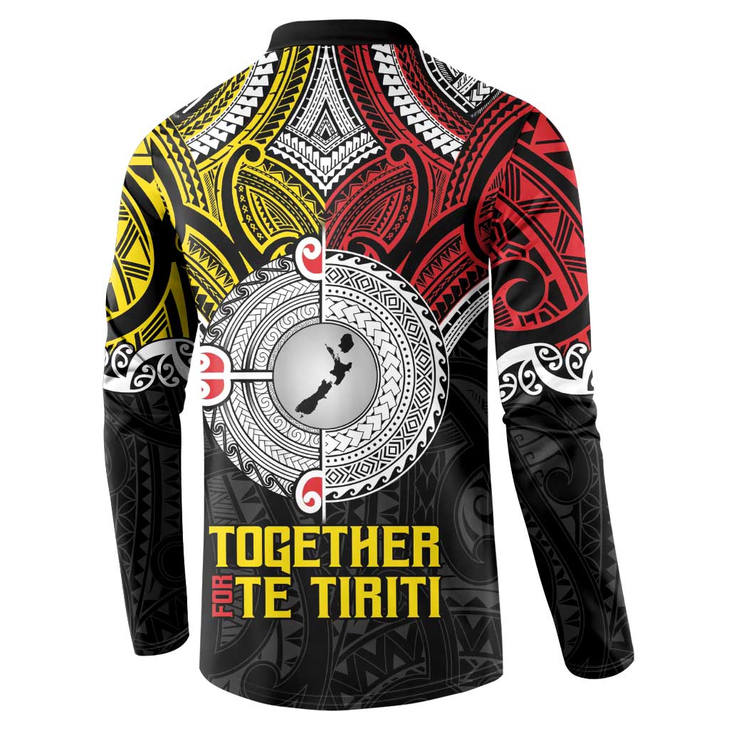 Aotearoa and Niue Mo Te Tiriti Button Sweatshirt New Zealand Honour The Treaty Ake!Ake!Ake! LT9 - Polynesian Pride