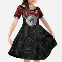 Aotearoa and Tonga Mo Te Tiriti Family Matching Long Sleeve Bodycon Dress and Hawaiian Shirt New Zealand Honour The Treaty Ake!Ake!Ake! LT9 Daughter's Dress Red - Polynesian Pride