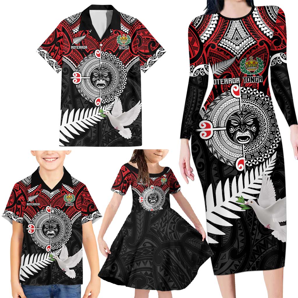 Aotearoa and Tonga Mo Te Tiriti Family Matching Long Sleeve Bodycon Dress and Hawaiian Shirt New Zealand Honour The Treaty Ake!Ake!Ake! LT9 - Polynesian Pride
