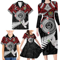 Aotearoa and Tonga Mo Te Tiriti Family Matching Long Sleeve Bodycon Dress and Hawaiian Shirt New Zealand Honour The Treaty Ake!Ake!Ake! LT9 - Polynesian Pride