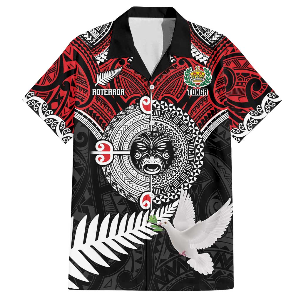 Aotearoa and Tonga Mo Te Tiriti Family Matching Long Sleeve Bodycon Dress and Hawaiian Shirt New Zealand Honour The Treaty Ake!Ake!Ake! LT9 Dad's Shirt - Short Sleeve Red - Polynesian Pride