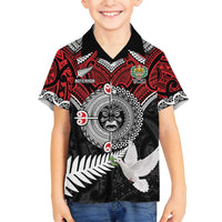 Aotearoa and Tonga Mo Te Tiriti Family Matching Long Sleeve Bodycon Dress and Hawaiian Shirt New Zealand Honour The Treaty Ake!Ake!Ake! LT9 Son's Shirt Red - Polynesian Pride