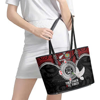 Aotearoa and Tonga Mo Te Tiriti Leather Tote Bag New Zealand Honour The Treaty Ake!Ake!Ake! LT9 - Polynesian Pride