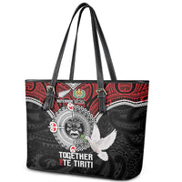 Aotearoa and Tonga Mo Te Tiriti Leather Tote Bag New Zealand Honour The Treaty Ake!Ake!Ake! LT9 - Polynesian Pride