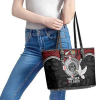 Aotearoa and Tonga Mo Te Tiriti Leather Tote Bag New Zealand Honour The Treaty Ake!Ake!Ake! LT9 - Polynesian Pride