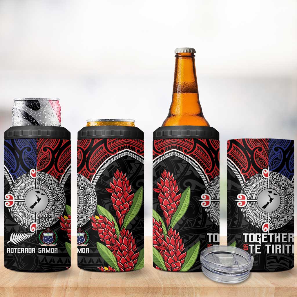 Aotearoa and Samoa Mo Te Tiriti 4 in 1 Can Cooler Tumbler Tangata Moana Stand with Tangata Whenua