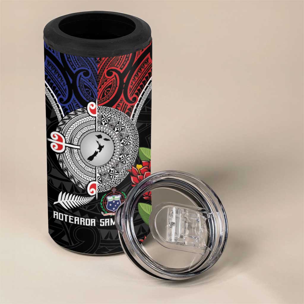 Aotearoa and Samoa Mo Te Tiriti 4 in 1 Can Cooler Tumbler Tangata Moana Stand with Tangata Whenua