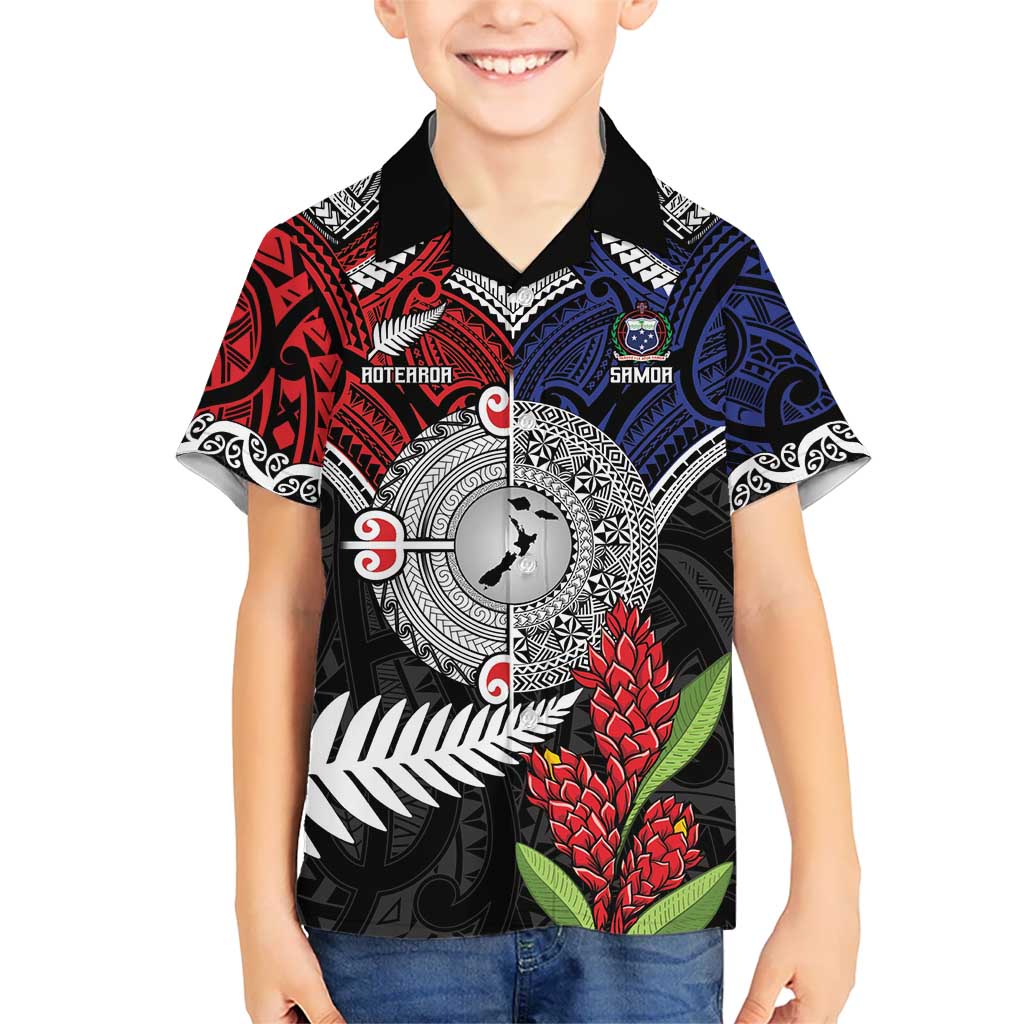 Aotearoa and Samoa Mo Te Tiriti Kid Hawaiian Shirt Tangata Moana Stand with Tangata Whenua LT9 Kid Blue - Polynesian Pride