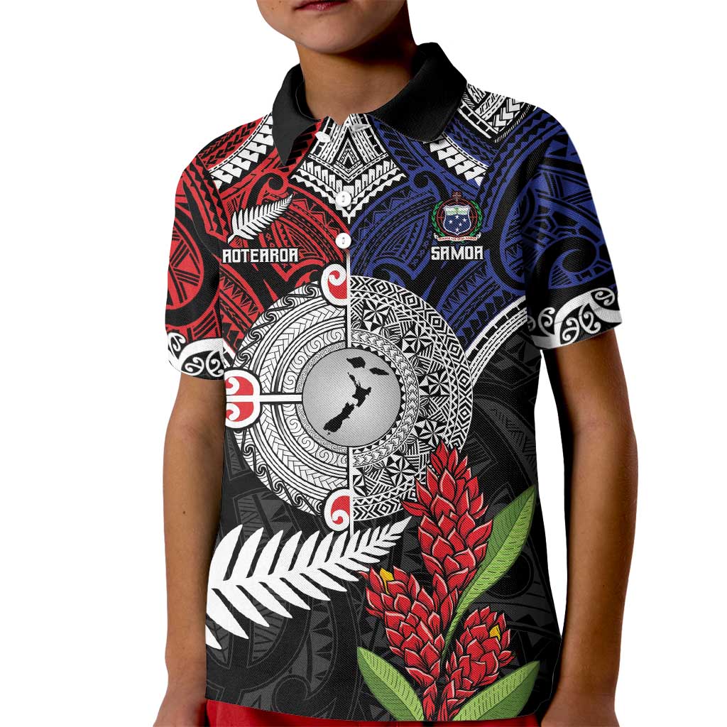 Aotearoa and Samoa Mo Te Tiriti Kid Polo Shirt Tangata Moana Stand with Tangata Whenua LT9 Kid Blue - Polynesian Pride