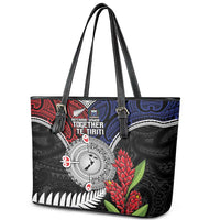 Aotearoa and Samoa Mo Te Tiriti Leather Tote Bag Tangata Moana Stand with Tangata Whenua LT9 - Polynesian Pride