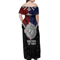 Aotearoa and Samoa Mo Te Tiriti Off Shoulder Maxi Dress Tangata Moana Stand with Tangata Whenua LT9 - Polynesian Pride