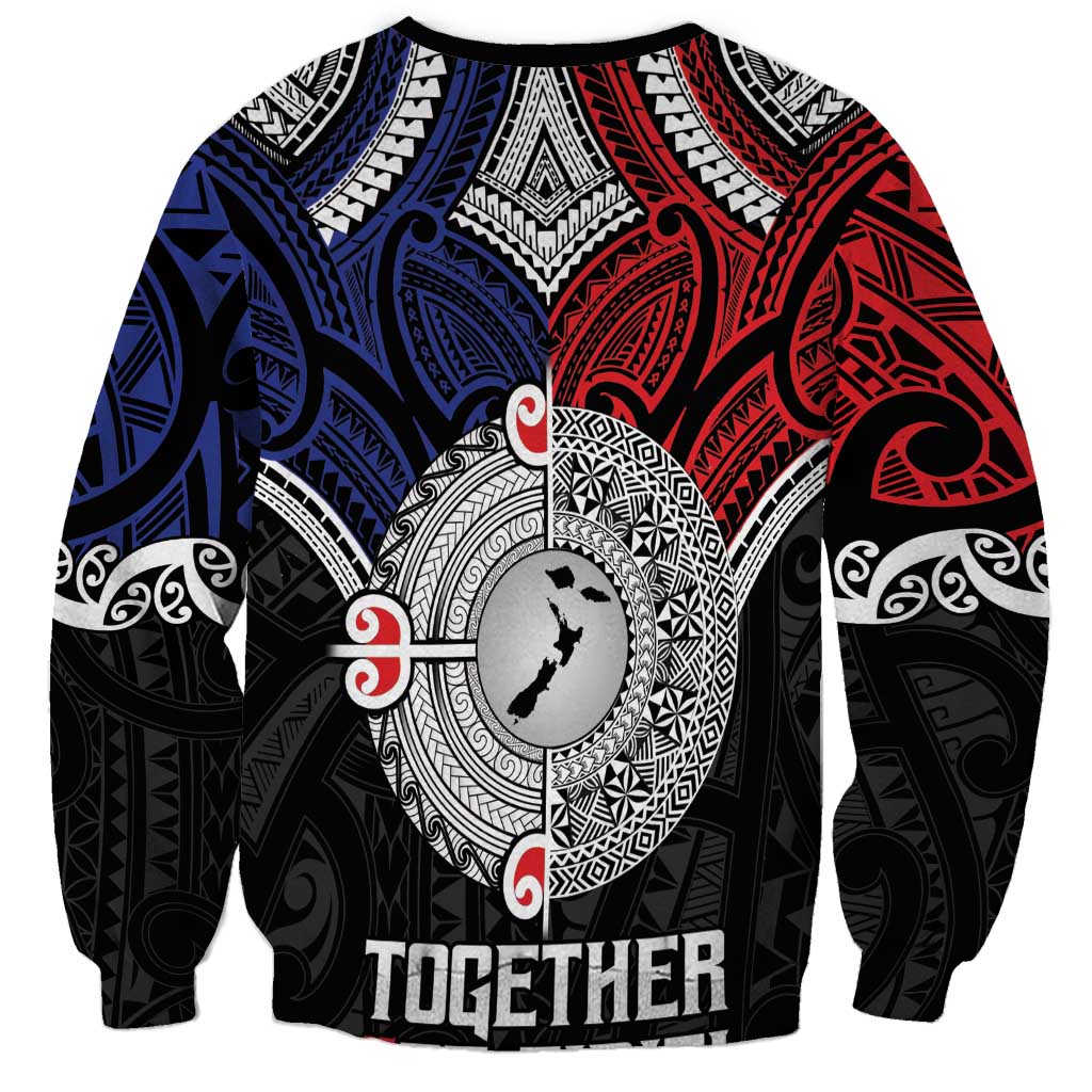 Aotearoa and Samoa Mo Te Tiriti Sweatshirt Tangata Moana Stand with Tangata Whenua