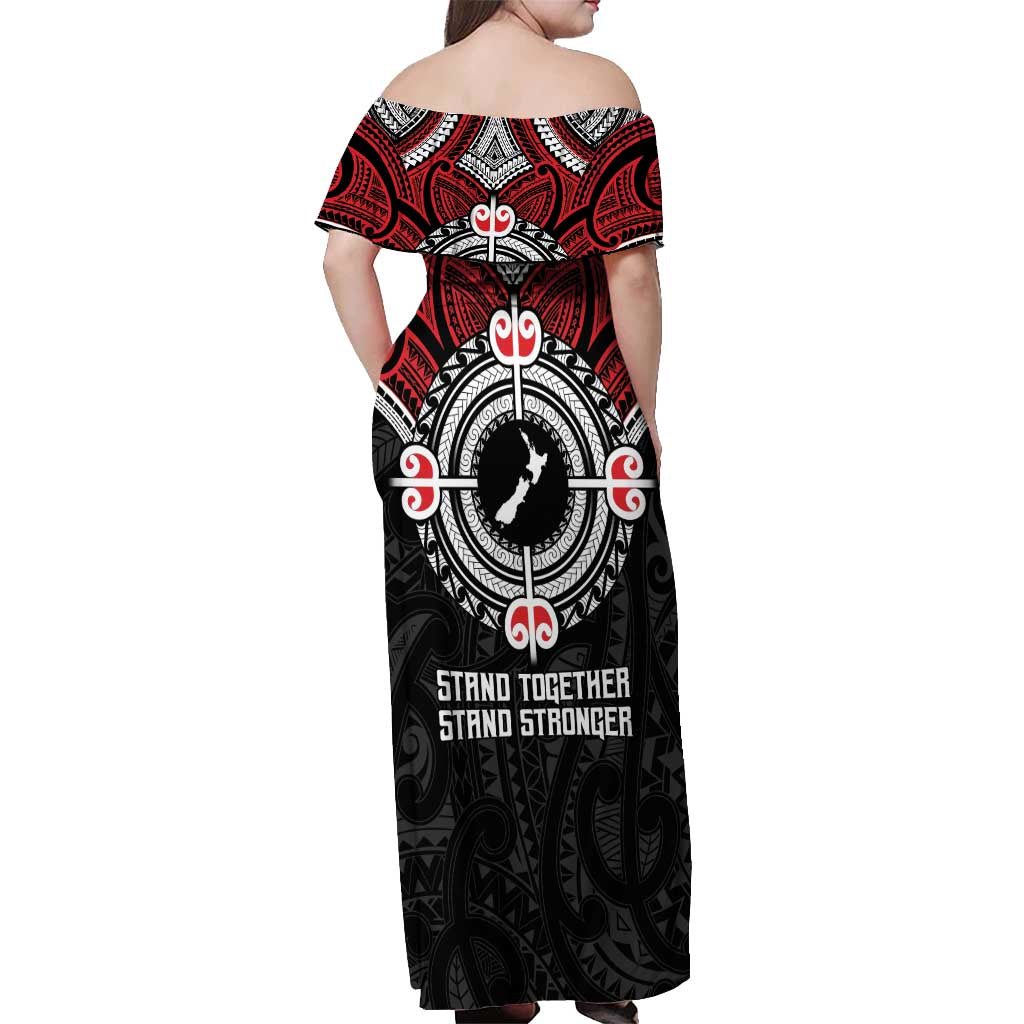 Aotearoa Proud To Be Maori Off Shoulder Maxi Dress New Zealand Fight Together LT9 - Polynesian Pride