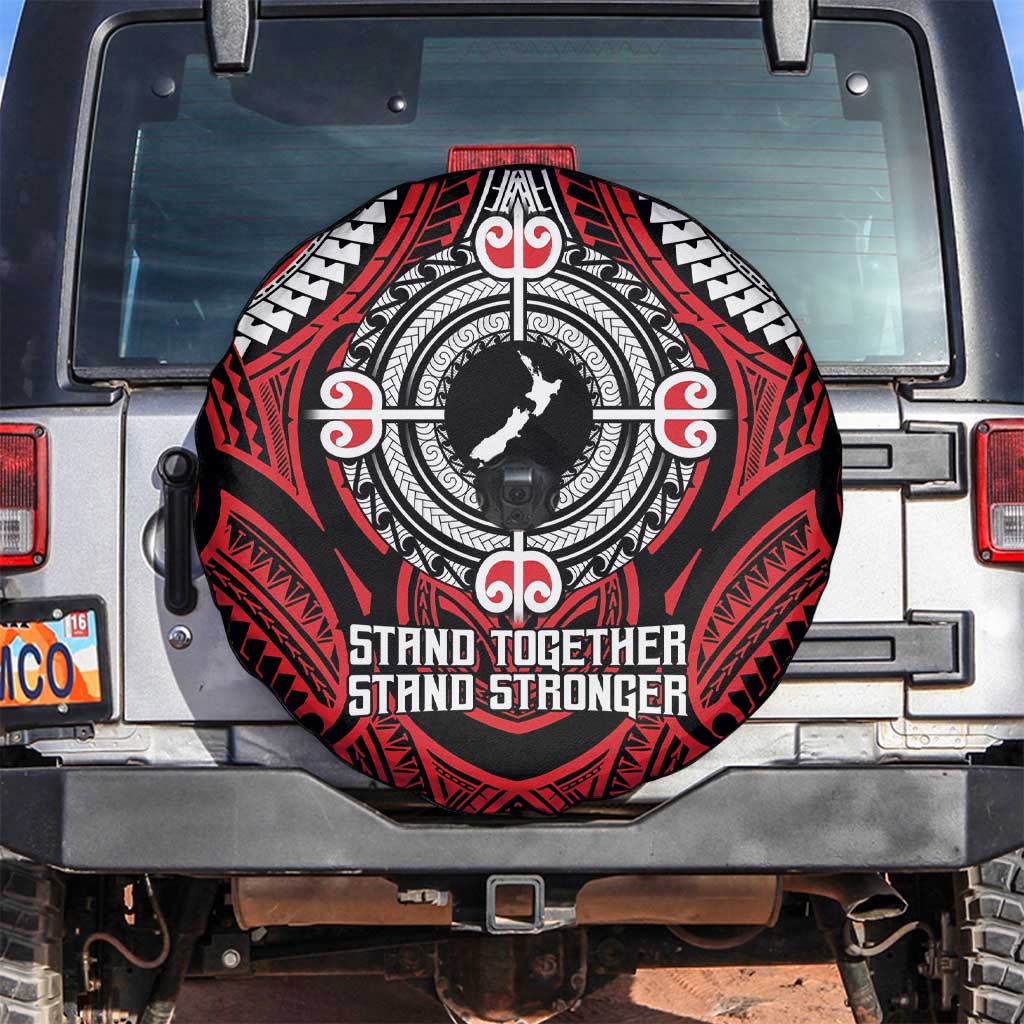 Aotearoa Proud To Be Maori Spare Tire Cover New Zealand Fight Together LT9 Red - Polynesian Pride