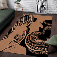 Personalised Valentines Day Romantic Lovers Area Rug LT9 Gold - Polynesian Pride