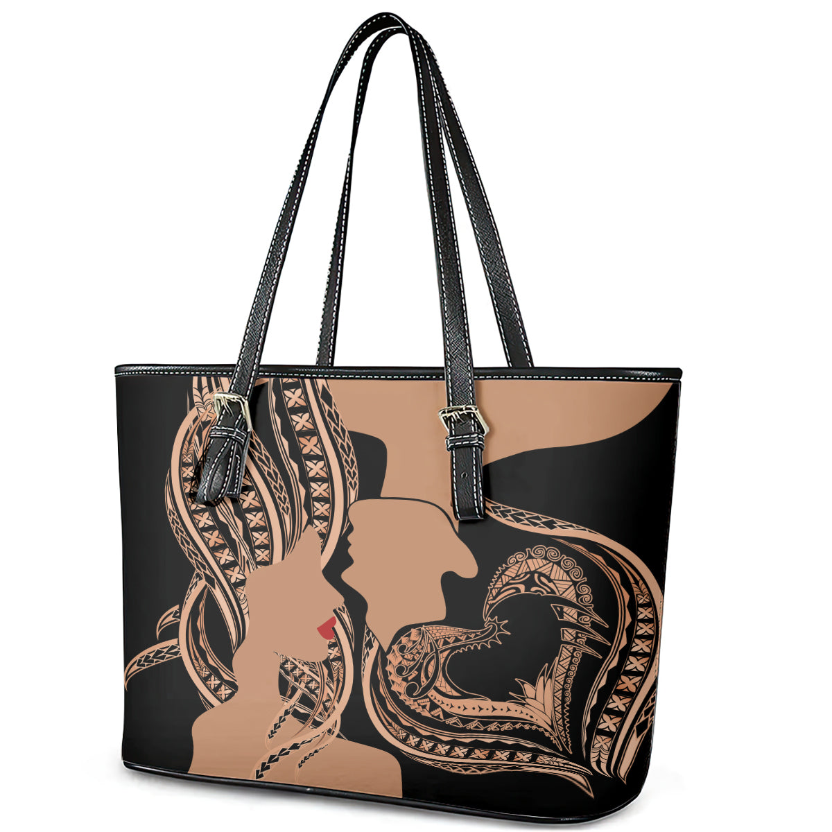 Personalised Valentines Day Romantic Lovers Leather Tote Bag LT9 - Polynesian Pride