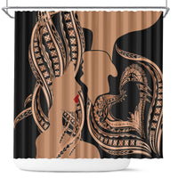 Personalised Valentines Day Romantic Lovers Shower Curtain LT9 Gold - Polynesian Pride