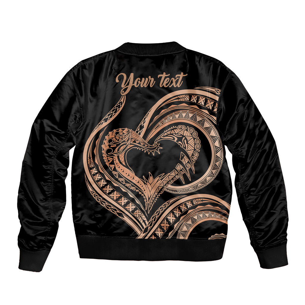 Personalised Valentines Day Romantic Lovers Sleeve Zip Bomber Jacket LT9 - Polynesian Pride