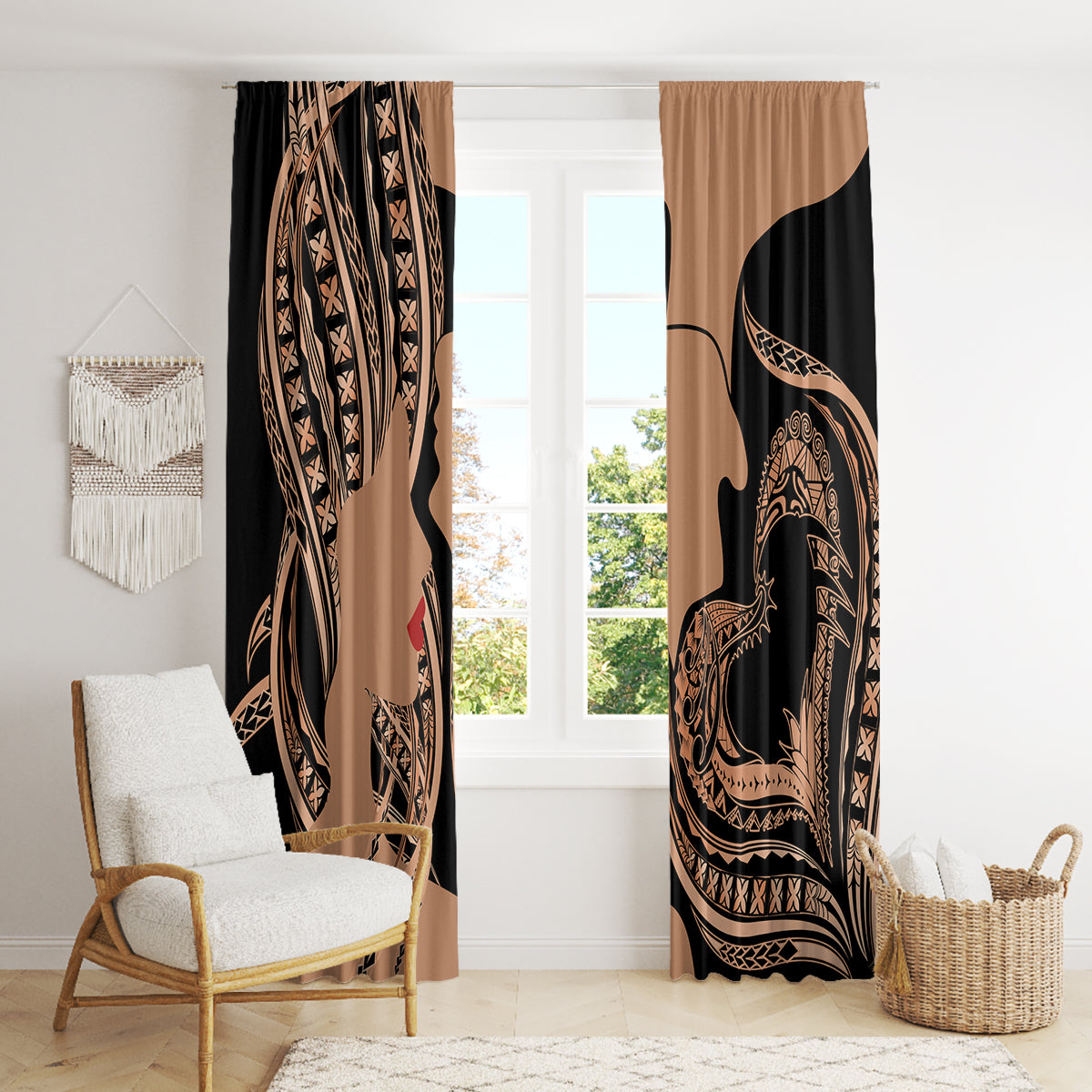 Personalised Valentines Day Romantic Lovers Window Curtain LT9 - Polynesian Pride