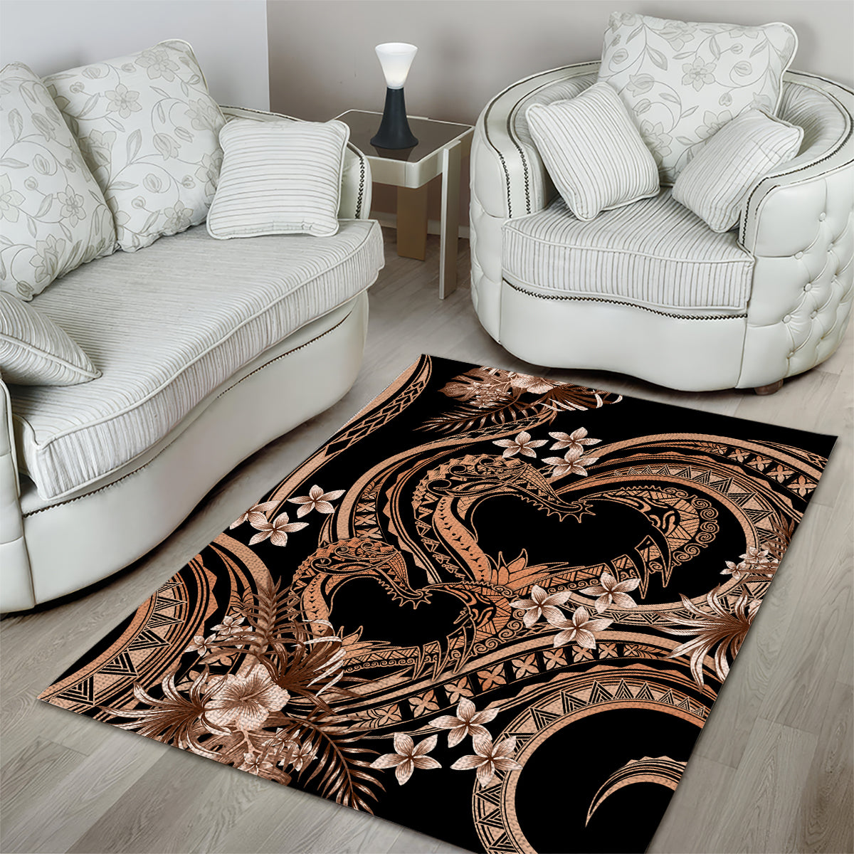 Polynesia Valentines Day Forever In My Heart Tattoo Area Rug Gold Style LT9 - Polynesian Pride