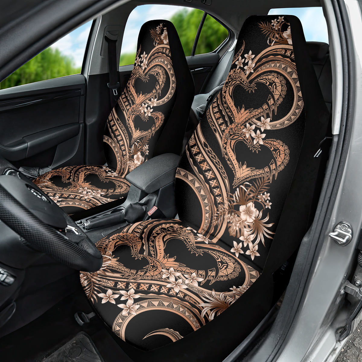 Polynesia Valentines Day Forever In My Heart Tattoo Car Seat Cover Gold Style LT9 - Polynesian Pride