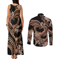 Polynesia Valentines Day Forever In My Heart Tattoo Couples Matching Tank Maxi Dress and Long Sleeve Button Shirt Gold Style LT9 - Polynesian Pride