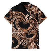 Polynesia Valentines Day Forever In My Heart Tattoo Family Matching Off Shoulder Maxi Dress and Hawaiian Shirt Gold Style LT9 - Polynesian Pride