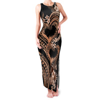 Polynesia Valentines Day Forever In My Heart Tattoo Family Matching Tank Maxi Dress and Hawaiian Shirt Gold Style LT9 Mom's Dress Gold - Polynesian Pride