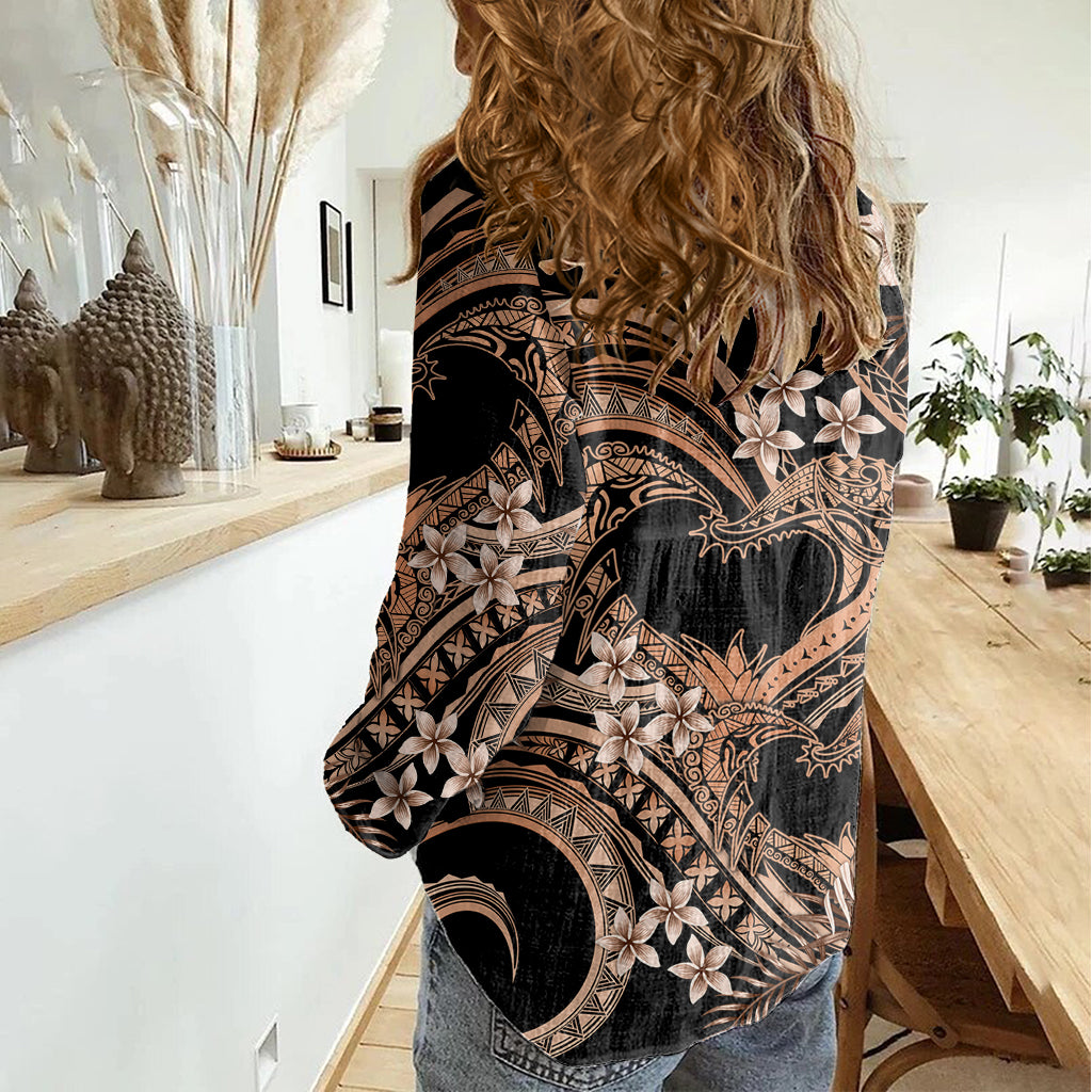 Polynesia Valentines Day Forever In My Heart Tattoo Women Casual Shirt Gold Style LT9 - Polynesian Pride