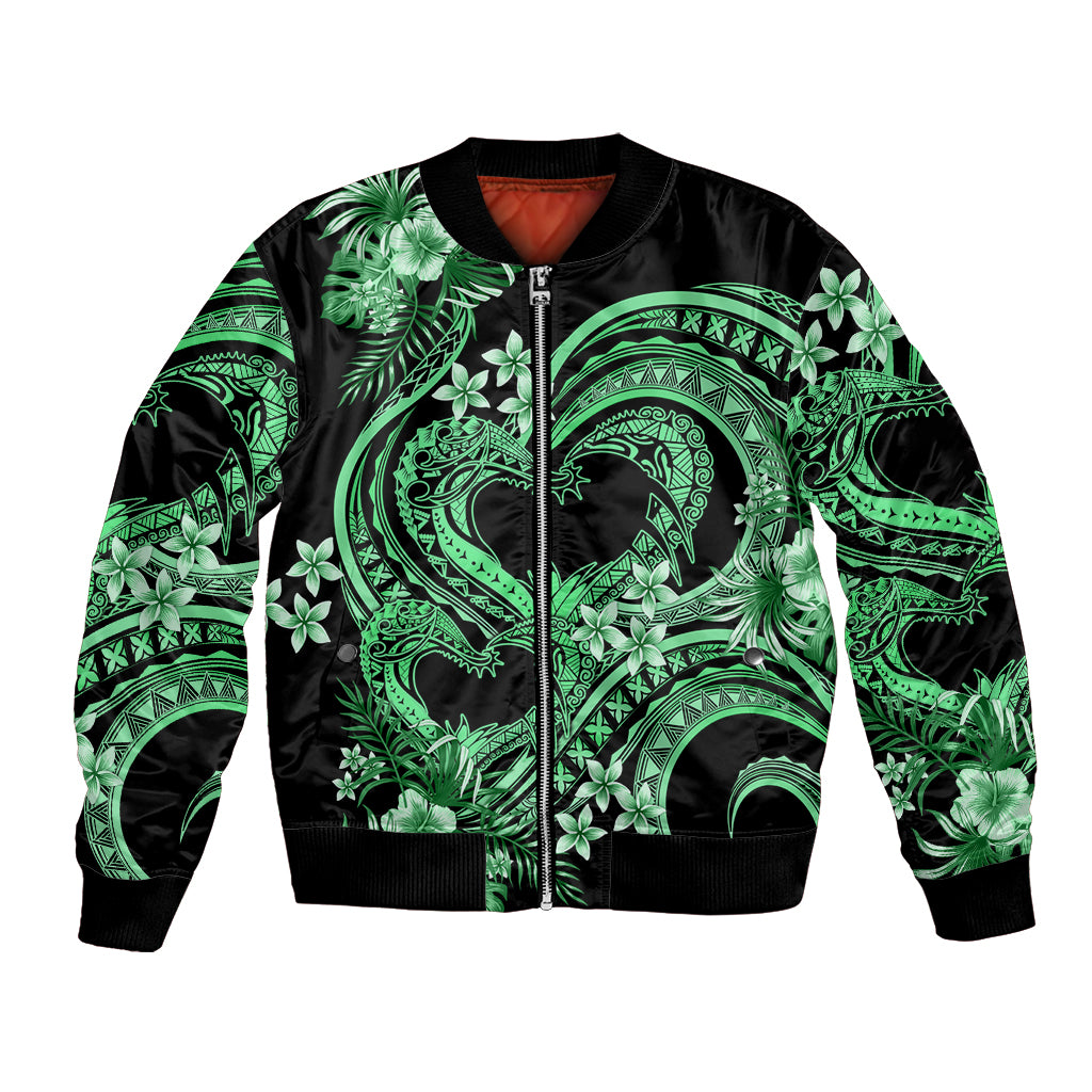 Polynesia Valentines Day Forever In My Heart Tattoo Bomber Jacket Green Style LT9 Unisex Green - Polynesian Pride