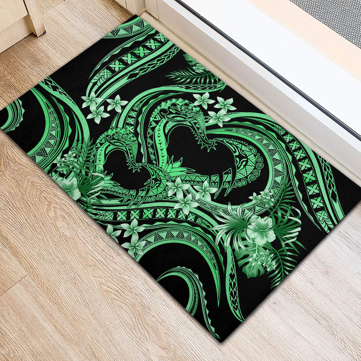 Polynesia Valentines Day Forever In My Heart Tattoo Rubber Doormat Green Style LT9 - Polynesian Pride