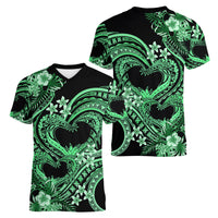 Polynesia Valentines Day Forever In My Heart Tattoo Women V Neck T Shirt Green Style LT9 - Polynesian Pride