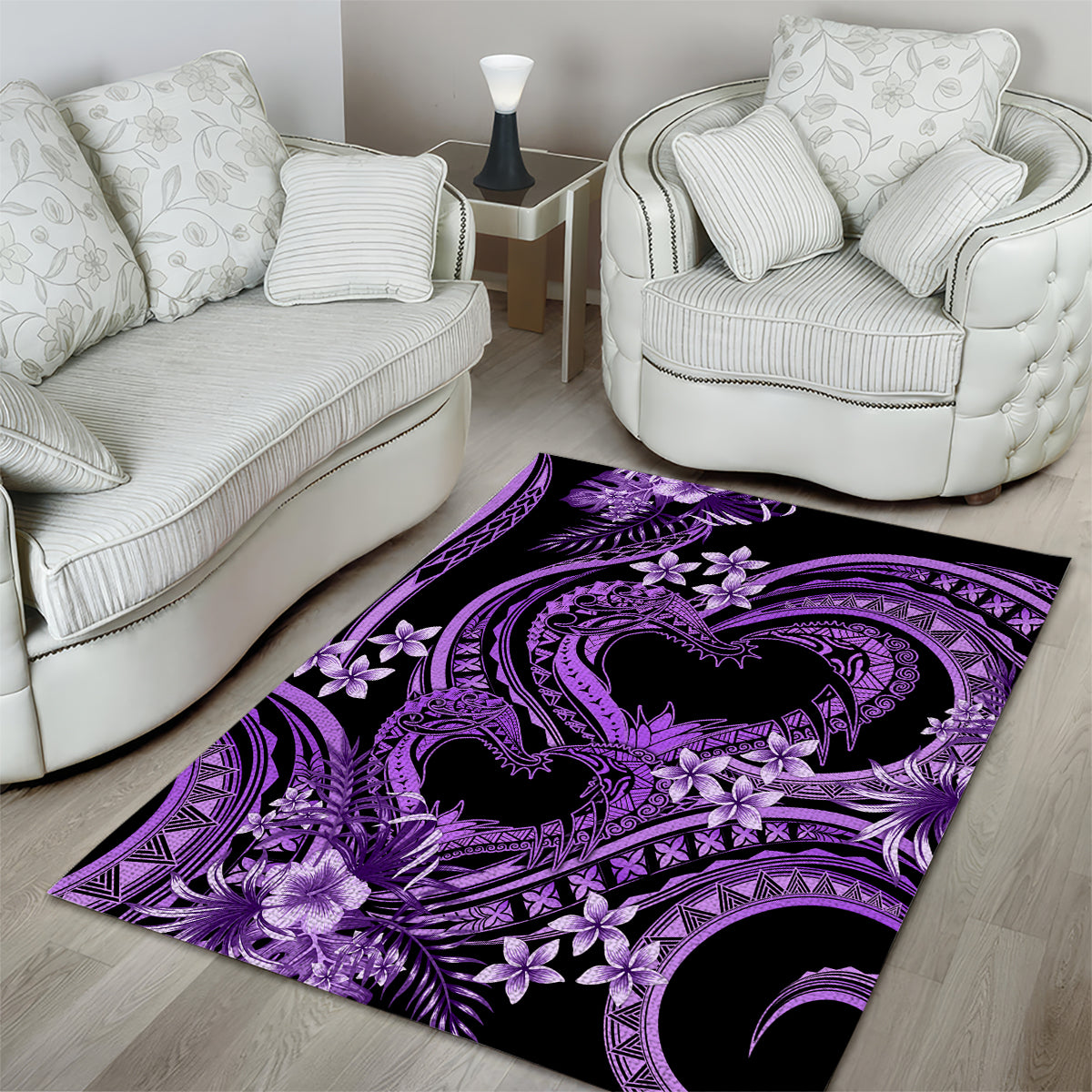 Polynesia Valentines Day Forever In My Heart Tattoo Area Rug Purple Style LT9 - Polynesian Pride
